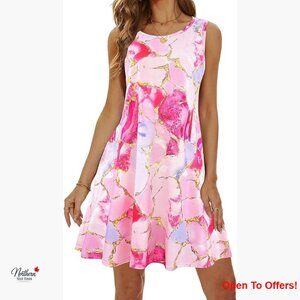 Sleeveless A-Line Summer Dress with Pockets Casual Beach Wear